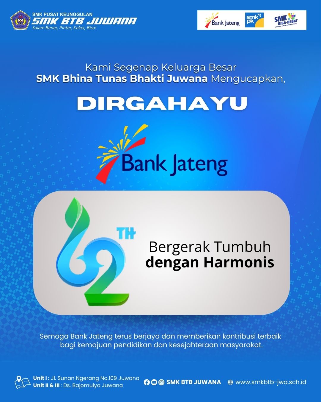 Dirgahayu Bank Jateng 62