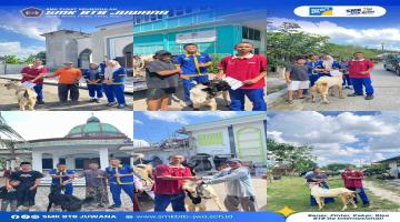 PENYERAHAN HEWAN QURBAN DARI MURID SMK BTB JUWANA KE MASYARAKAT